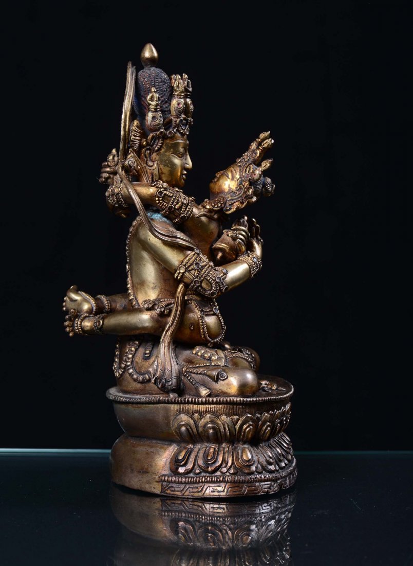 A gilt bronze figure of Tibetan divinity, Tibet, 19th c - 2