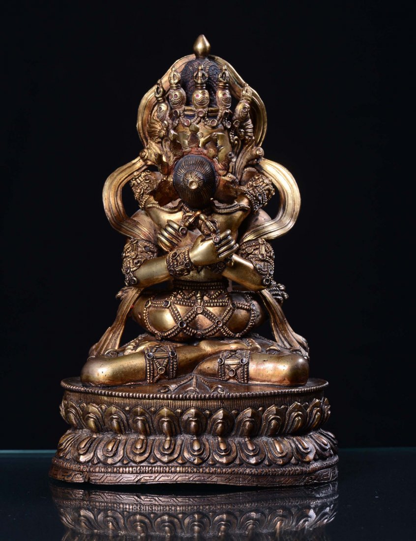 A gilt bronze figure of Tibetan divinity, Tibet, 19th c - 4