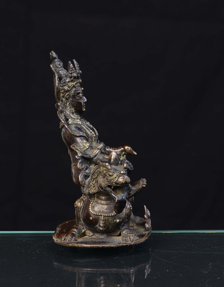 A silver plated bronze sculpture representing a divinit - 2