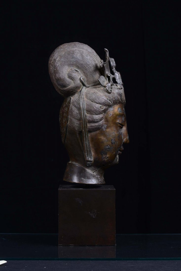 A large dark coating bronze female head, China, Qing Dy - 2