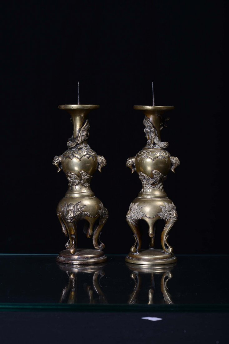 A pair of gilt bronze chandeliers, Japan, late 19th cen