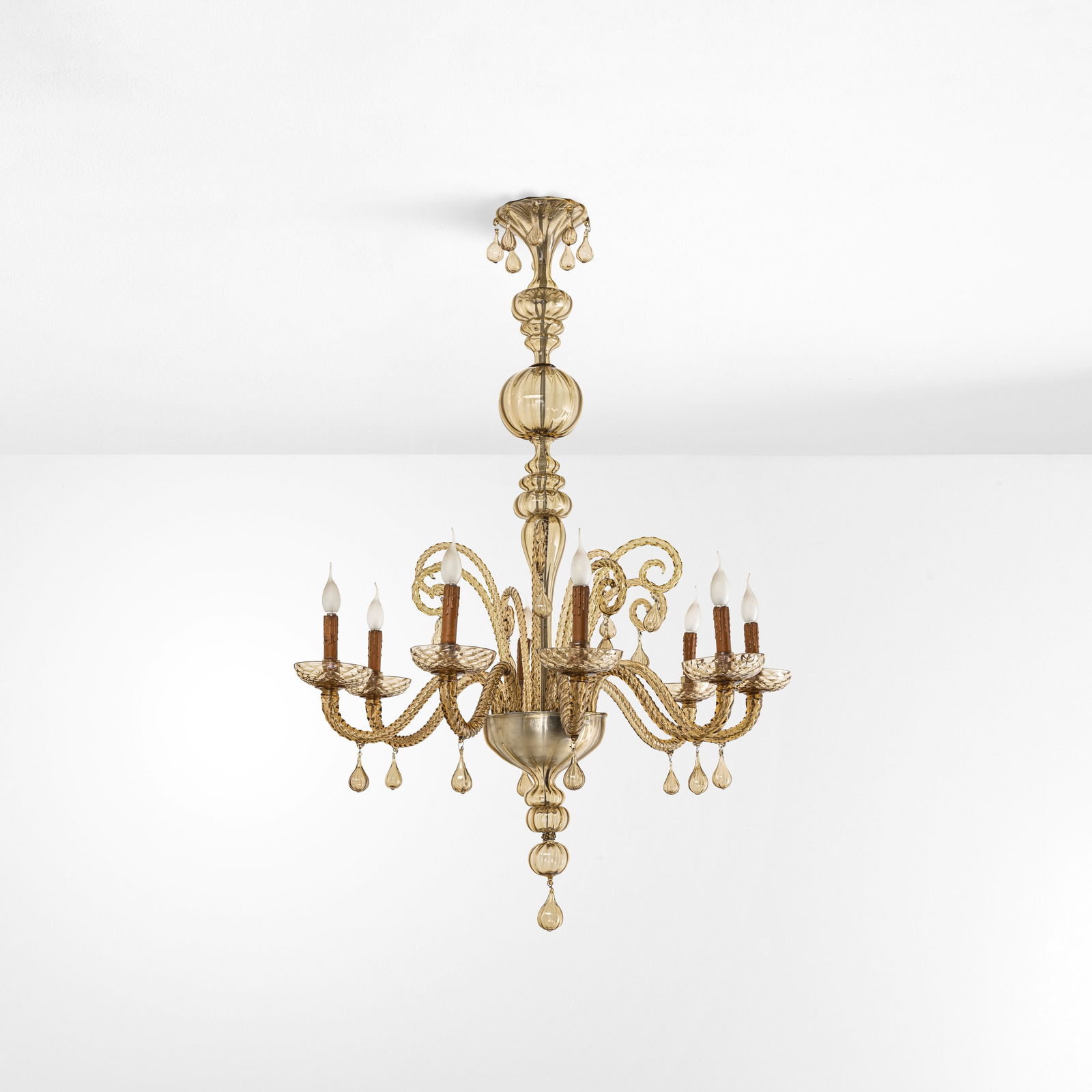 Venini Lampada a sospensione: Struttura in metallo e vetro di Murano. Prod. Venini, Italia, 1930 ca.