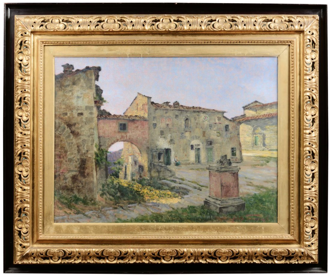 Adolfo Tommasi (1851-1933) Ruderi: olio su tela, cm 44x60 firmato in basso a destra