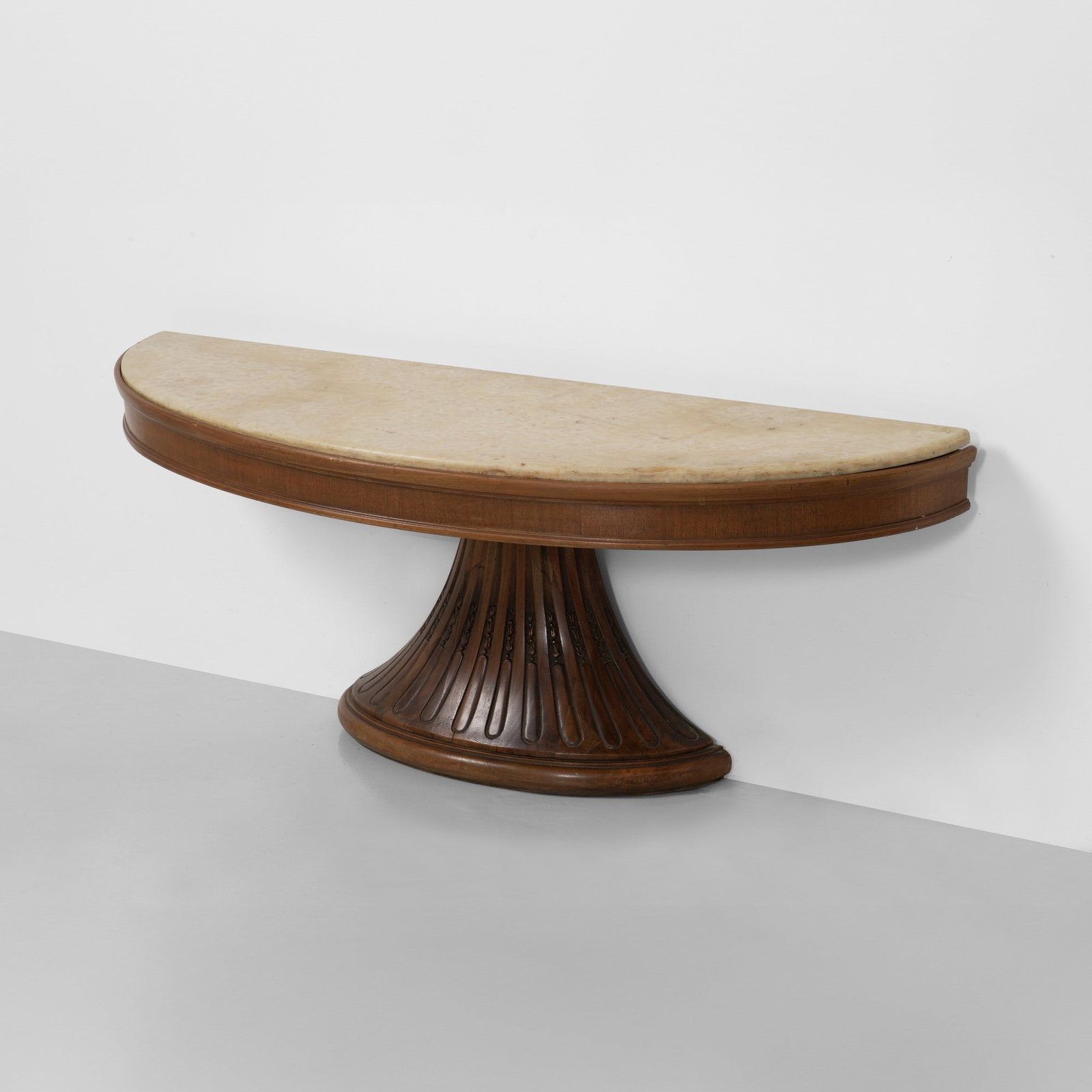 Dassi Console da parete: Struttura in legno impiallacciato e piano in marmo. Prod. Dassi, Italia, 1940 ca. . Measuers: cm 150X47X61