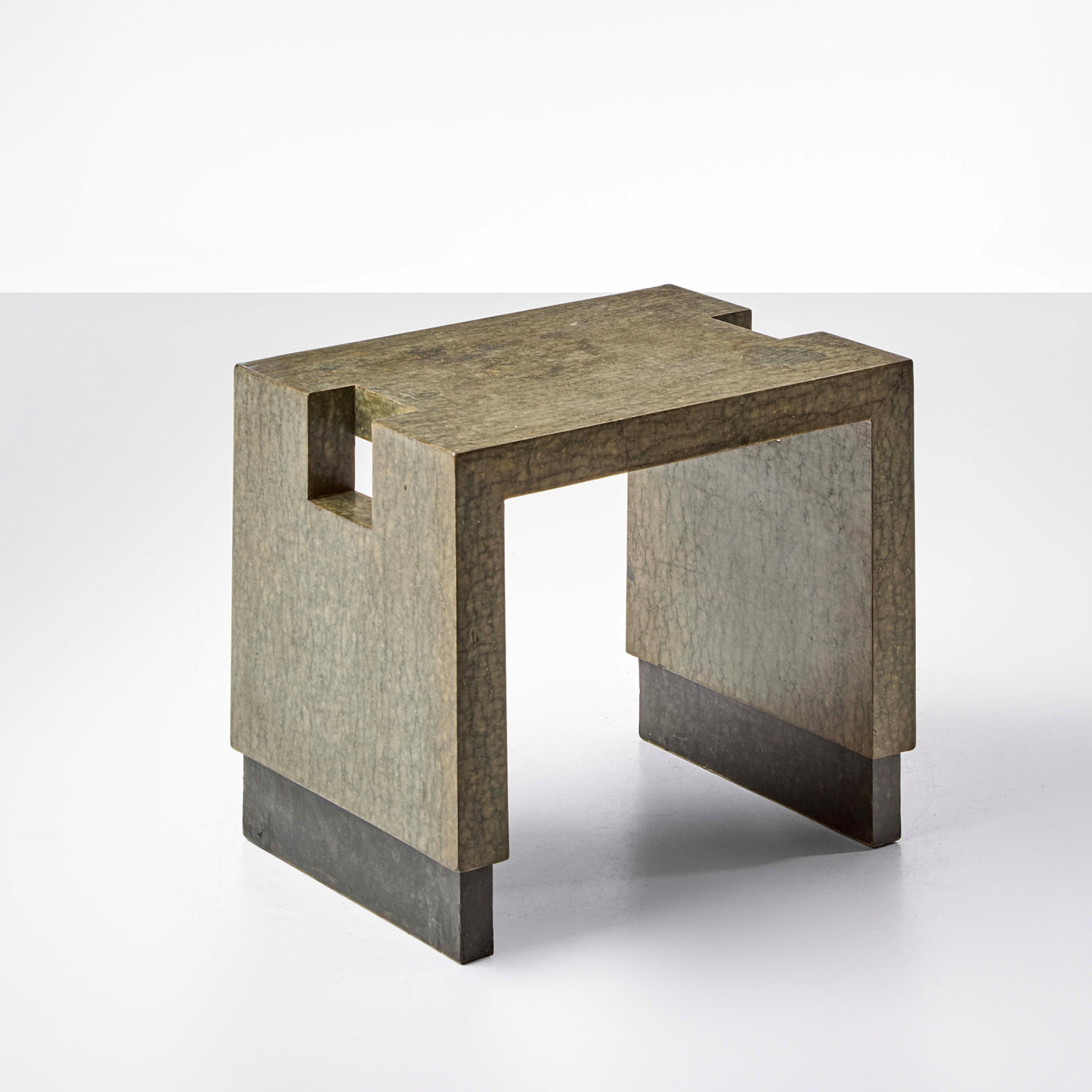 Giuseppe Pagano Pogatschnig e Gino Levi Montalcini Coffee table: Wooden structure with Buxus paneling. Italy, ca. 1930. . Measuers: W. 47 - D. 33 - H. 43 Cm