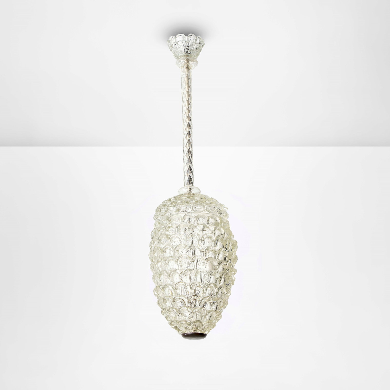Ercole Barovier Pendant lamp: Metal and Murano glass structure. Barovier&Toso, Italy, c. 1930 . Measuers: W. 30 - H. 120 Cm