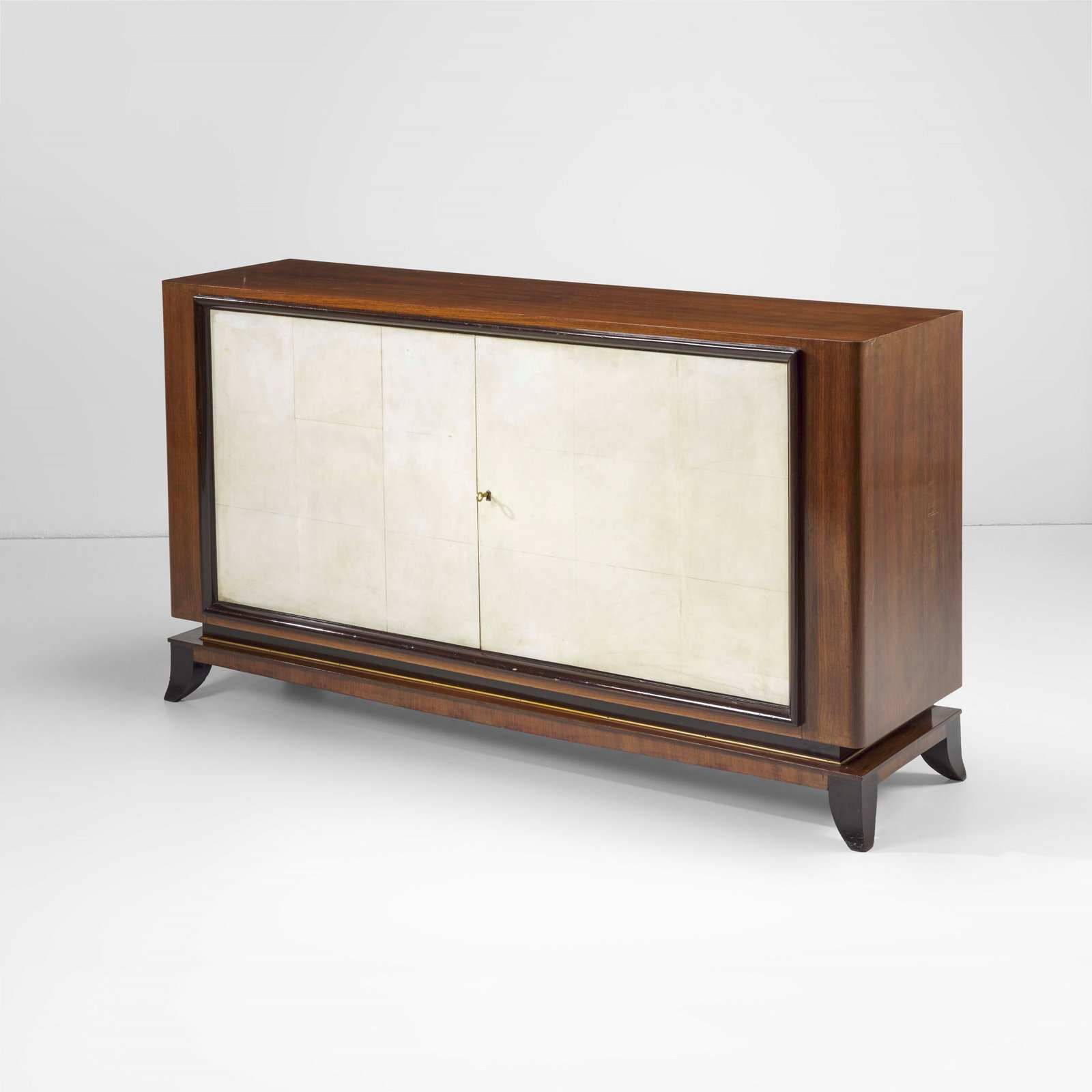 Andr? Domin e Marcel Genevriere Storage unit: Wooden structure, parchment covering. Maison Dominique, France, c. 1940. . Measuers: cm 170X47X94