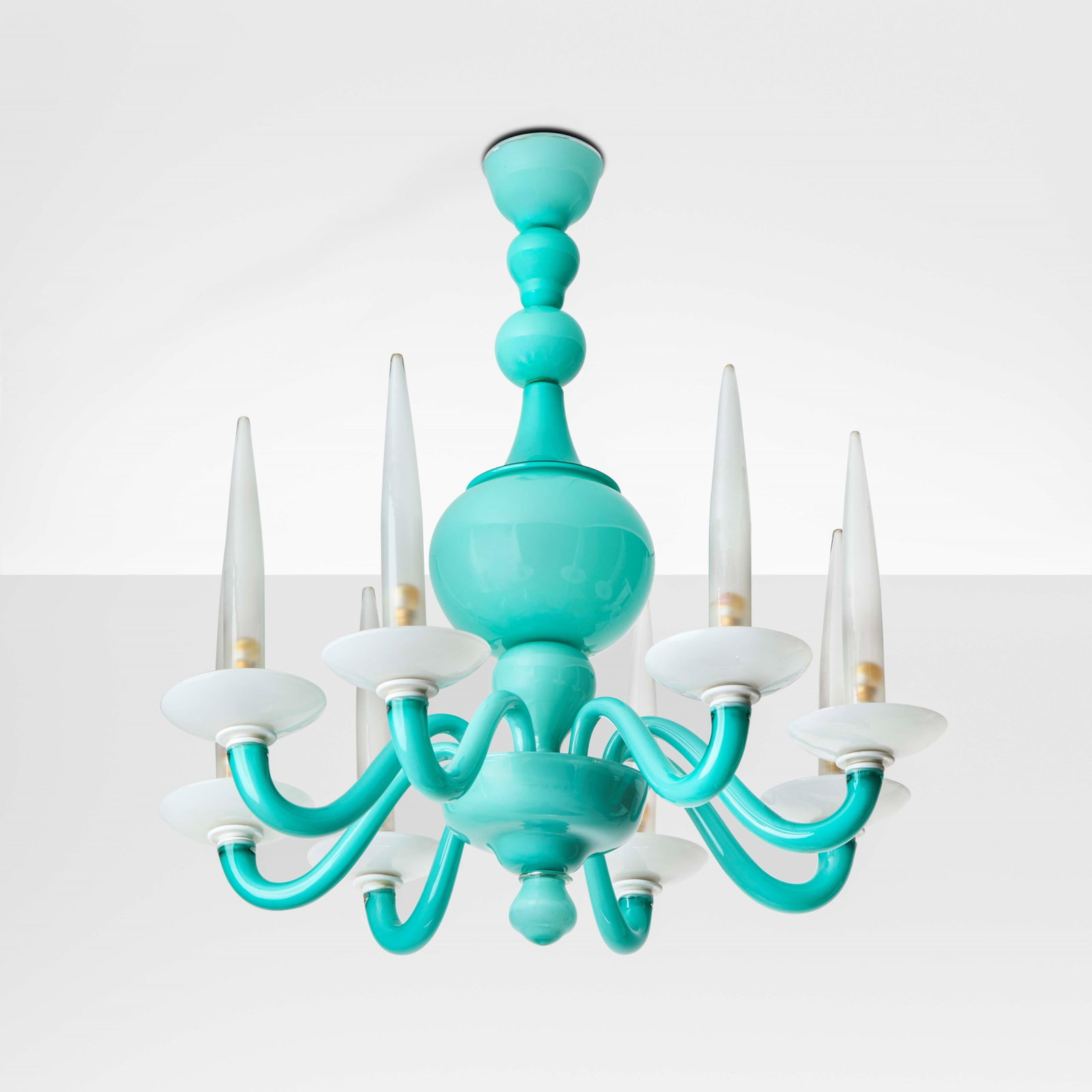Gio Ponti Pendant lamp model 5526.: Metal and Incamiciato Murano glass structure. Venini, Italy, 1946 F. Deboni, Venini I Vetri, p. 60, Allemandi, 2007. . Measuers: W. 73 - H. 70 cm