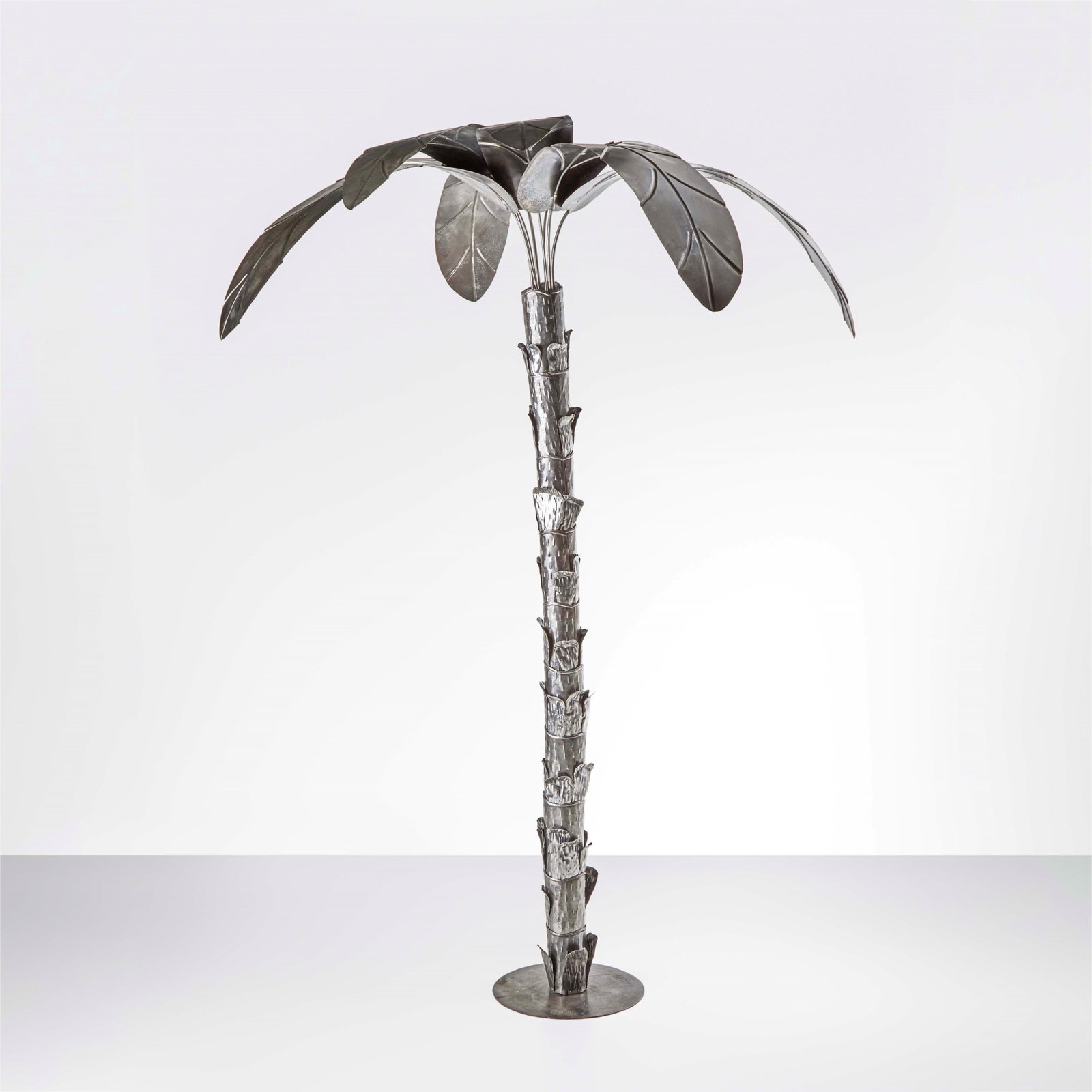 Mario Schifano Per costruzione di oasi.: Iron foil sculpture. Design project for Costruzioni di Oasi Signed and numbered 95/100. Private collection - Rome. Certificate of authenticity. Italy, 1979. . Measuers: W. 40 - H. 225 Cm