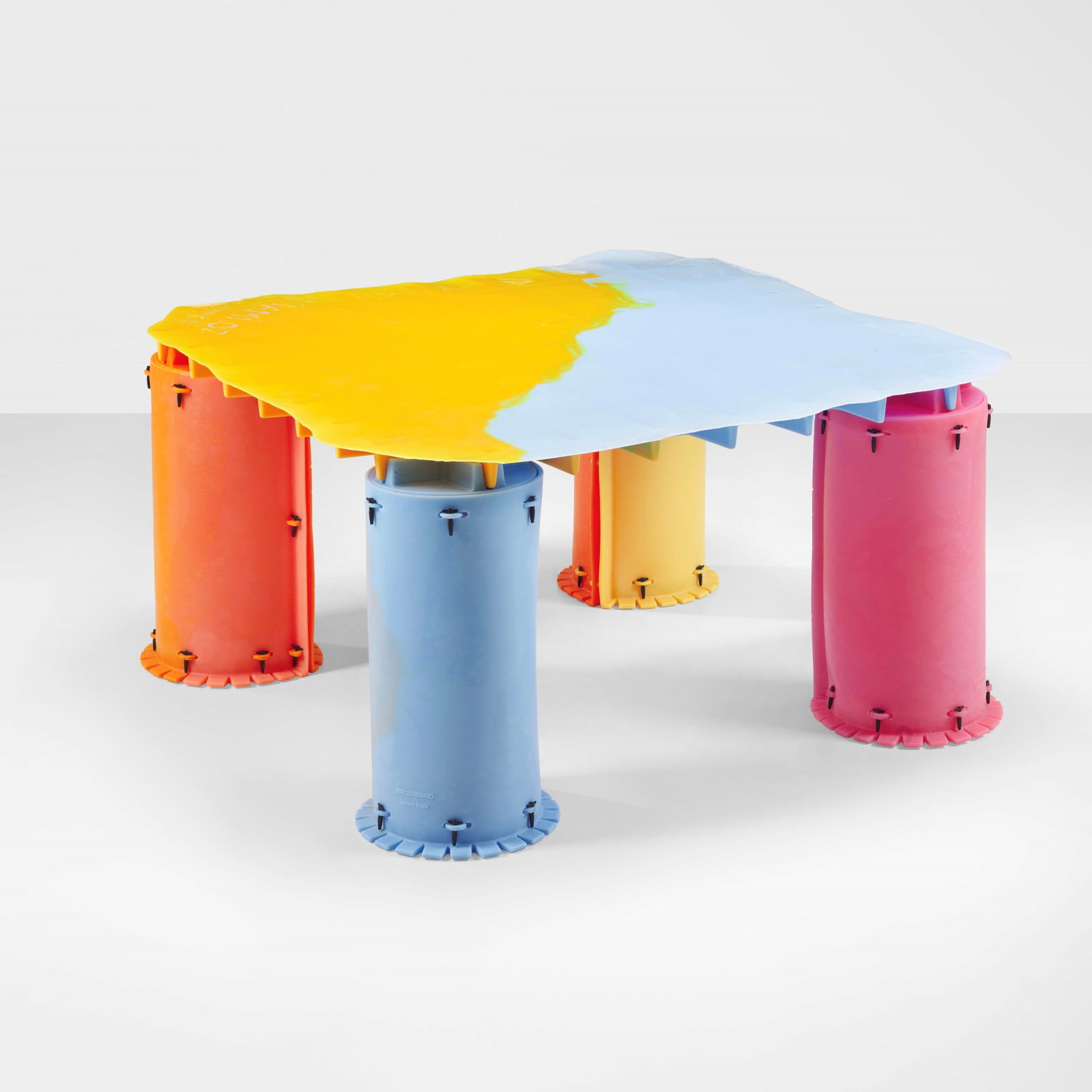 Gaetano Pesce Low table from the series Nobody?s Perfect.: Epoxy resin structure and top. Marked. Unique piece part of the Collection Miami. Presented at the ?Nobody?s Perfect? exhibition at the Wolfsonian-FIU Museum. Zerodisegno, Italy, 2002. Original catalo
