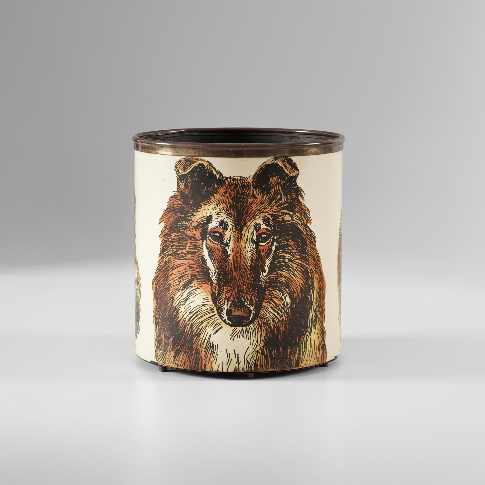Piero Fornasetti Cache-pot mod. Cani: Struttura in alluminio laccato diffusore in vetro satinato. Prod. Azucena Italia 1964. Catalogo originale Azucena . Measuers: cm 40X70