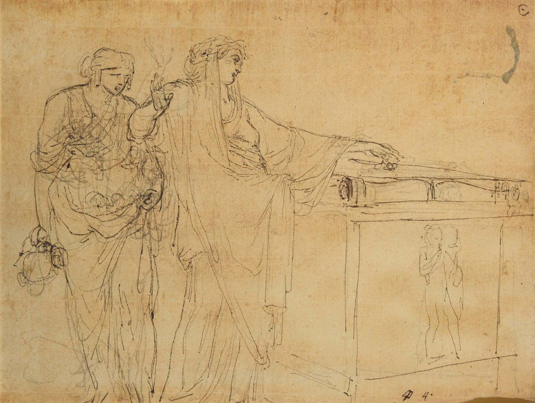 Giovanni David (1743-1790), ambito di "Figure romane": matita e china su carta, mm 210x285 "Lo schizzo, di sapore neoclassico, âˆšÂ® in relazione ad una tempera di maggiori dimensioni passata in asta da Sothebyâ€šÃ„Ã´s il 4 luglio 2007"