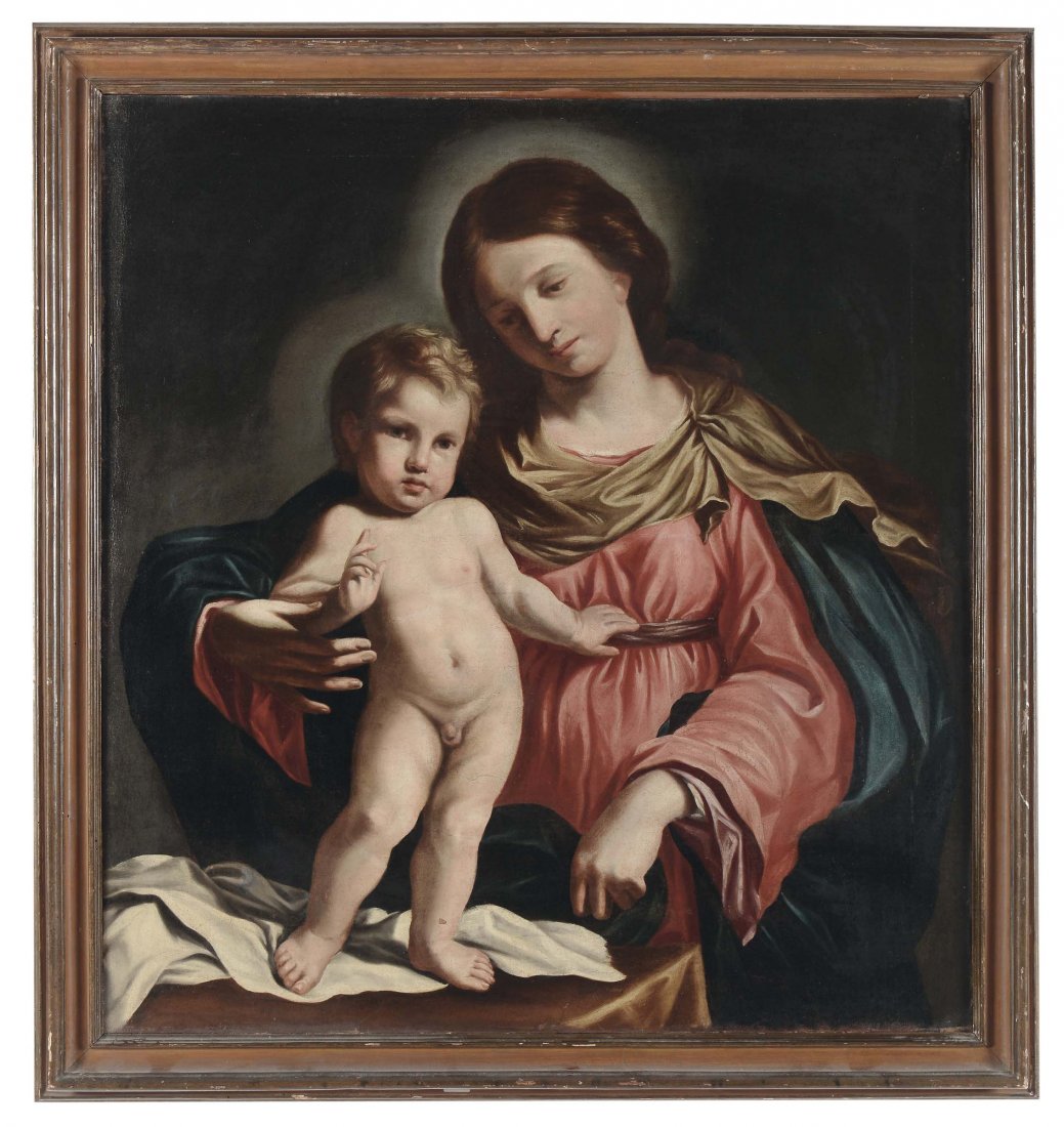 Cesare Gennari (1637-1688), attribuito a "Madonna con: olio su tela, cm 100x93