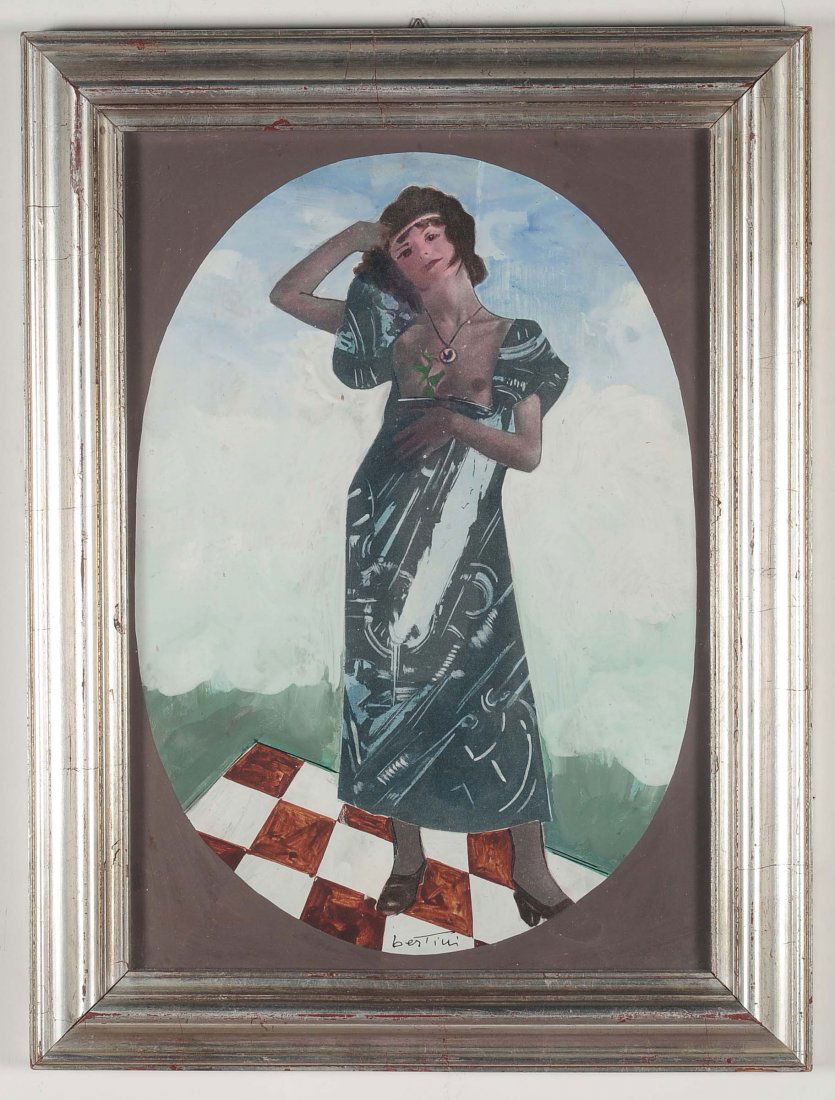 Gianni Bertini (1922-2010) Senza titolo, 1972: tecnica mista su tela, cm 49x34, firmato al centro