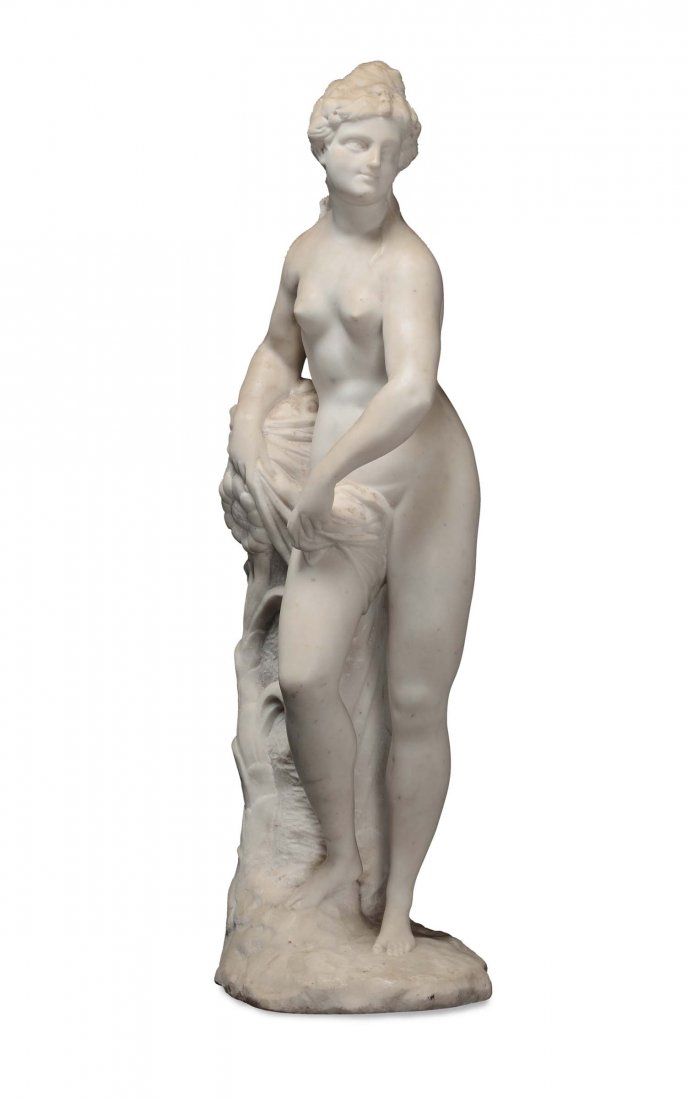 Scultura in marmo bianco raffigurante Venere, Arte: altezza cm 64, Lâ€™elegante figura, che si ispira ai canoni del tardo manierismo veneto tra Alessandro Vittoria e Gerolamo Campagna, Ã¨ pervasa da un eleganza pacata che si intreccia con un viv