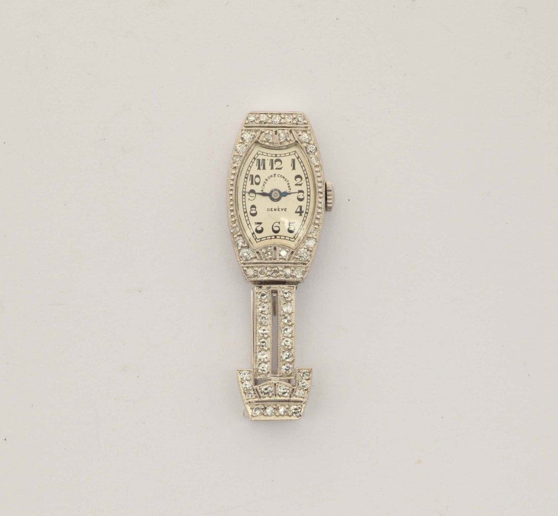 Vacheron Constantin, orologio a clips con diamanti,: montatura in platino