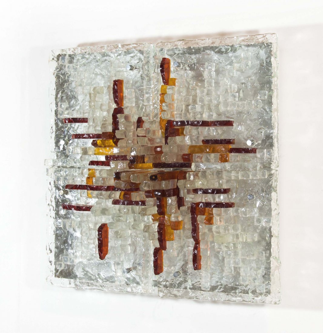 Poliarte,: Pannello in cristalli colorati lavorati a spacco. Prod. Poliarte, 1970 Ca. cm 65x65x22