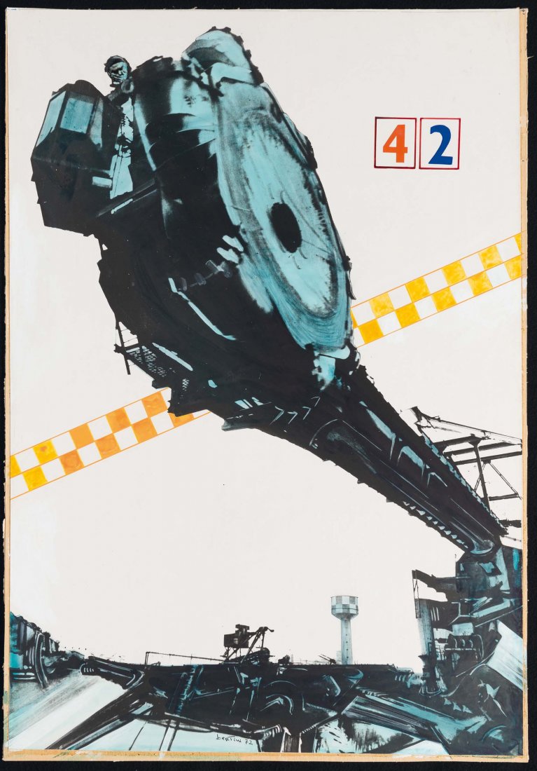 Gianni Bertini (1922-2010), Senza Titolo, 1972: bozzetto per serigrafia, cm 51.5x71 firmato e datato in basso al centro e al retro