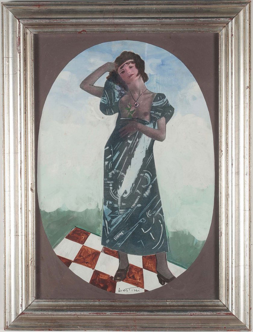 Gianni Bertini (1922-2010), Senza titolo, 1972: tecnica mista su tela, cm 49x34, firmato al centro