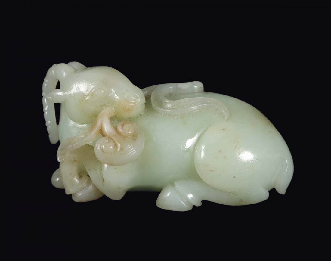 A white jade "deer with mushroom", China, Qing Dynasty, (1 of 1)