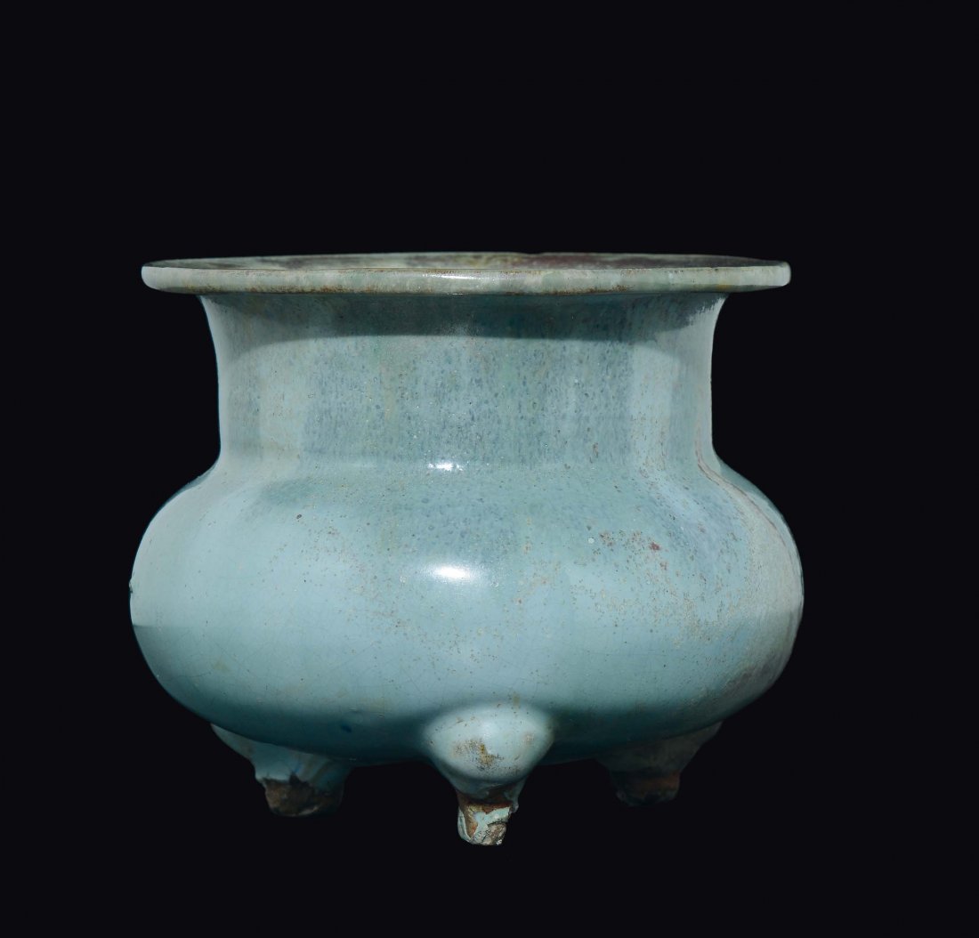 A light-blue Jun censer, China, Song Dynasty (960-1279) (1 of 2)