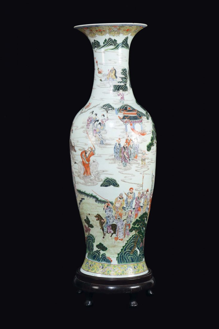 A large monumental Famille-Rose vase with wise men (1 of 5)