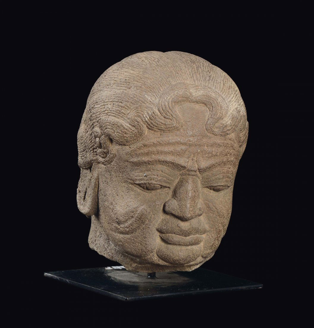 A stone head, China, Ming Dynasty, 16th century (1 of 2)
