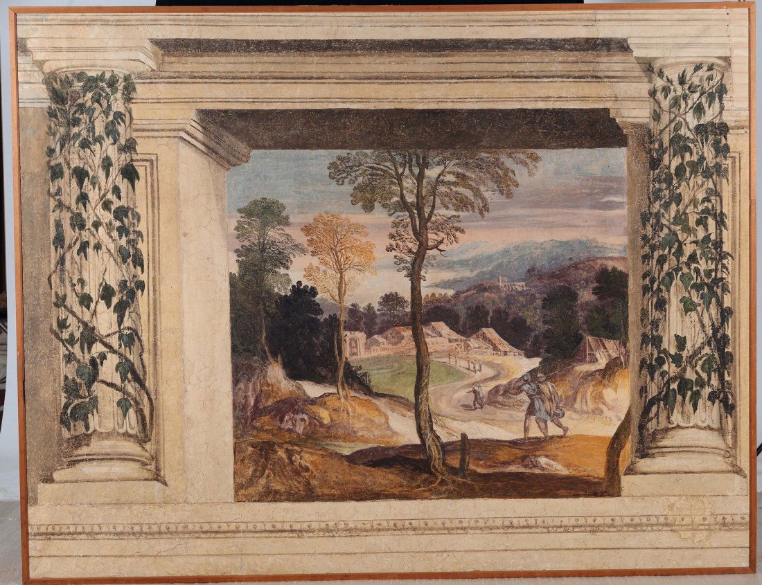Girolamo Muziano (Acquafredda, 1532 â€“ Roma, 1592),: Affresco riportato su tela, cm 165x215