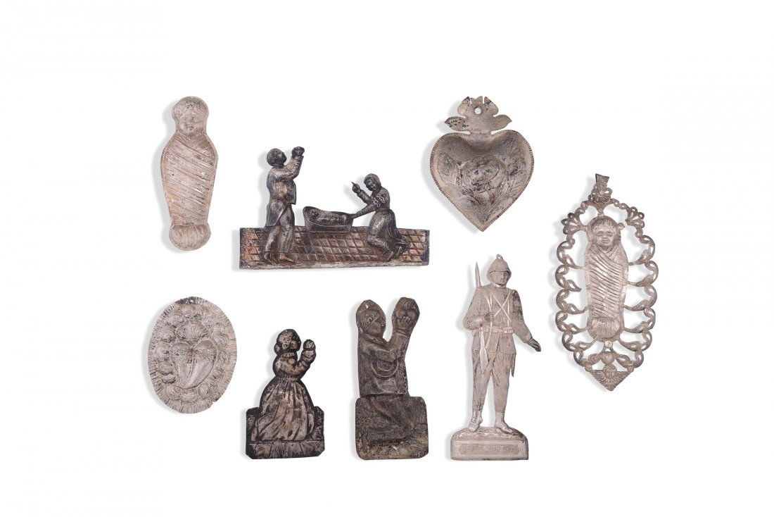 A group of 8 silver votive figures, Italian (1 of 1)