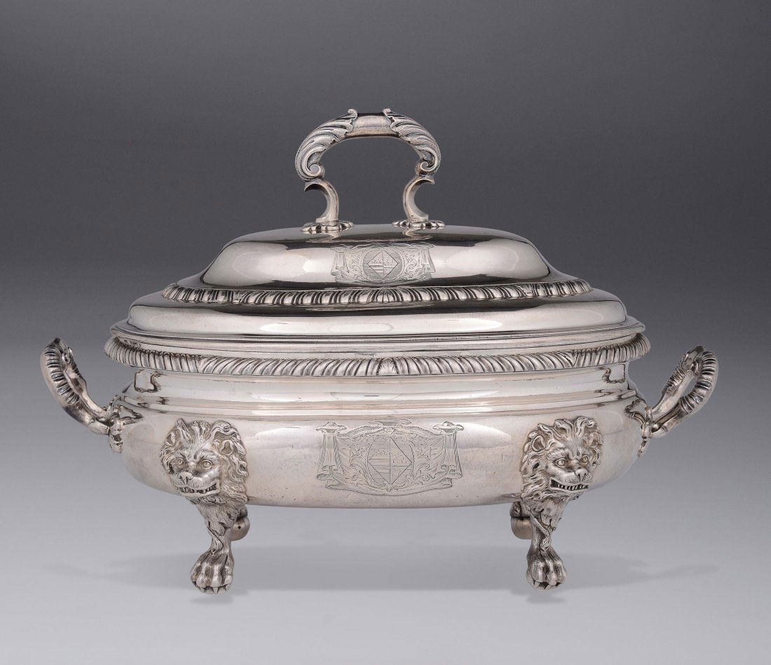 A silver soup tureen and cover, London 1754, maker (1 of 8)