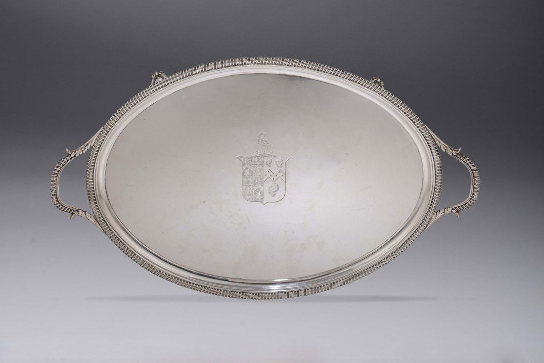 A silver oval tray, maker unidentified, London 1804 (1 of 4)