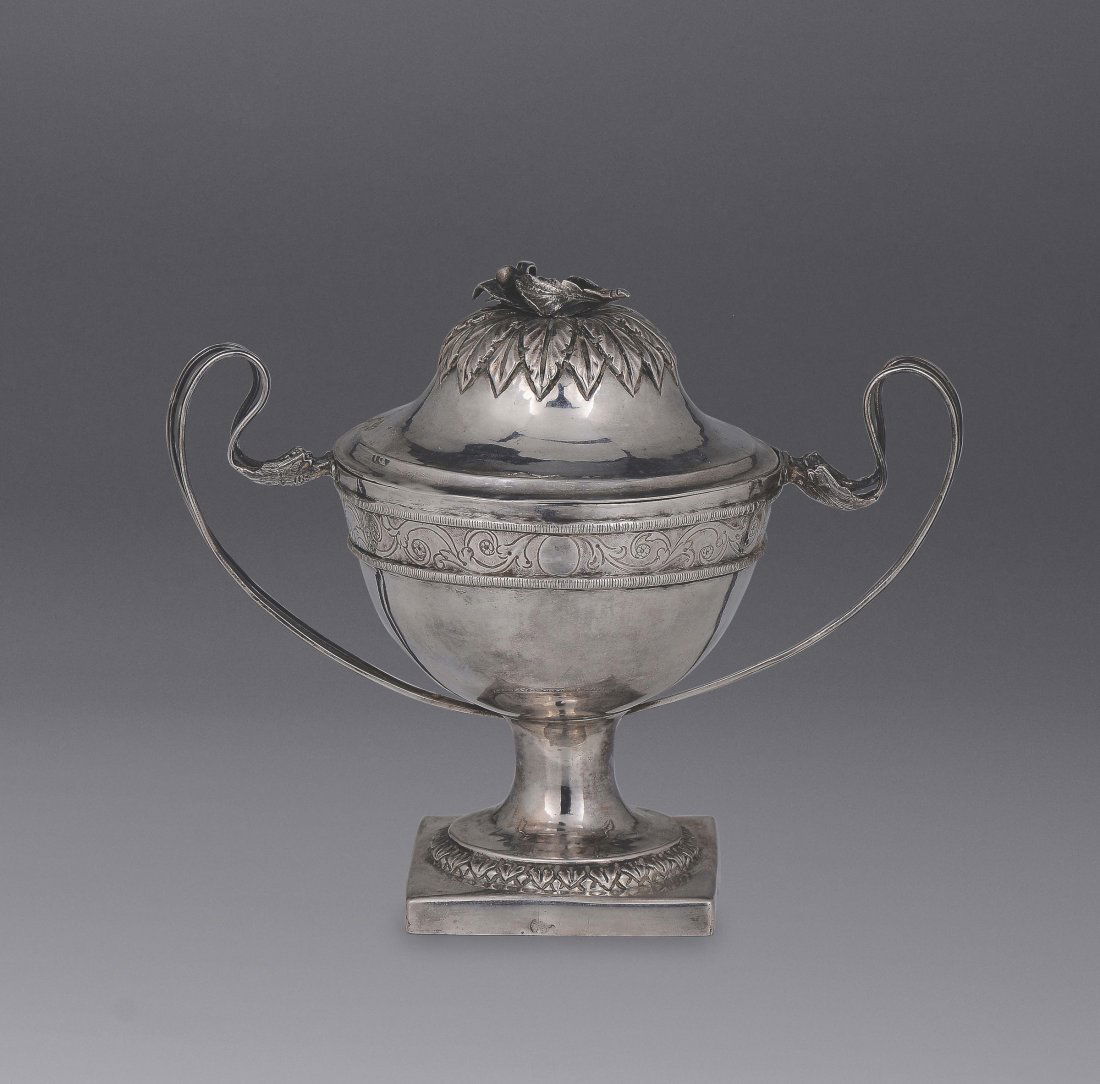 A silver sugar bowl, marks of the 19th century (1 of 4)
