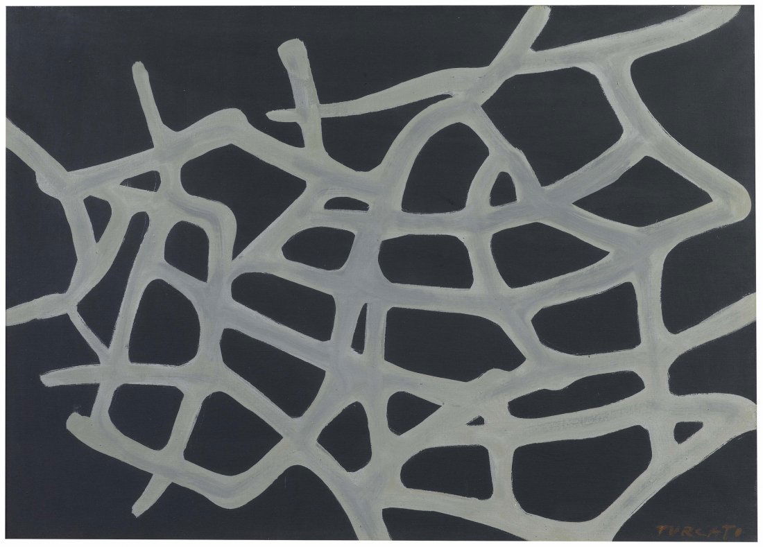 Giulio Turcato (1912-1995), Reticolo, anni â€˜50: olio su tela, cm 50x70 firmato in basso a destra , Opera registrata presso lâ€™Archivio Giulio Turcato con il n. L.5162138310-RP Provenienza: Studio dell'artista