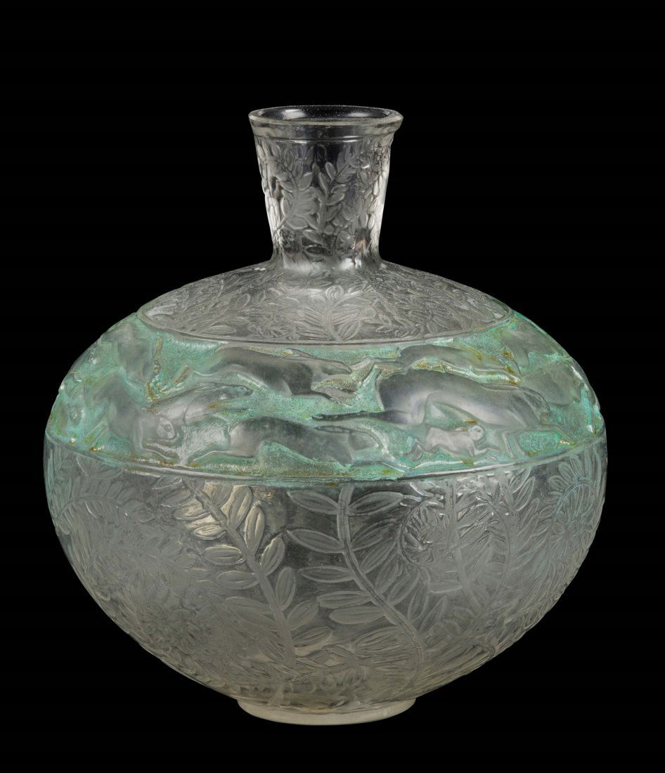 RenÃ© Lalique (1860-1945), France, "LiÃ¨vres" vase, (1 of 1)
