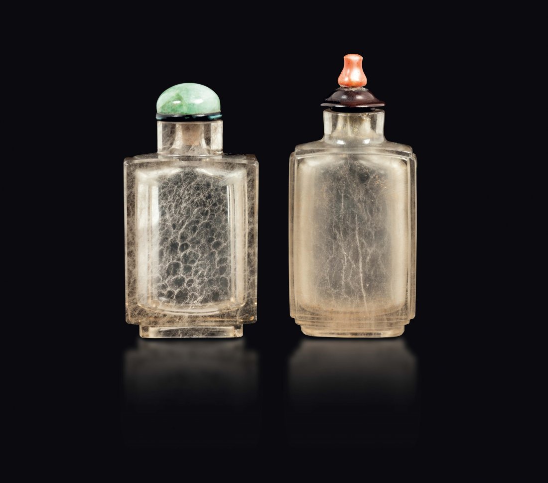 Two glass snuff bottles, one with jadeite stopper and (1 of 1)
