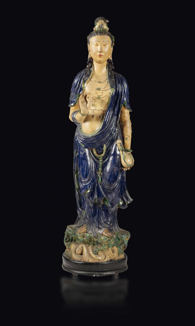 A large glazed pottery figure of Guanyin, China, Qing (1 of 1)