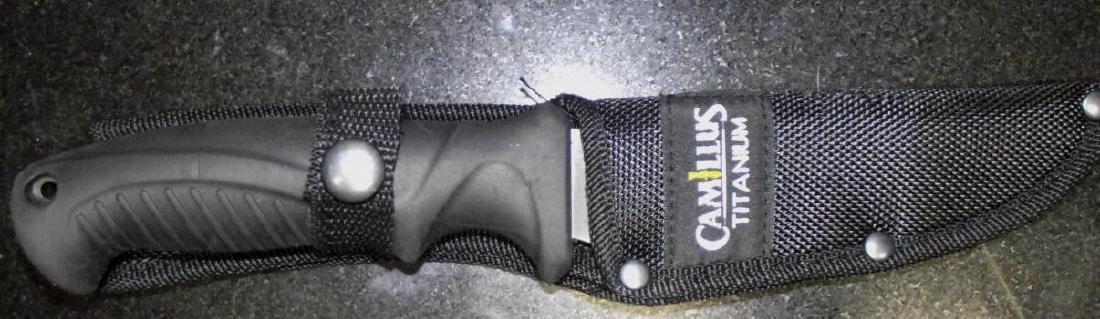 Camillus Fixed Blade: Camillus Titanium Gut Hook Knife - Titanium Bonded Full Tang 440 Steel #46