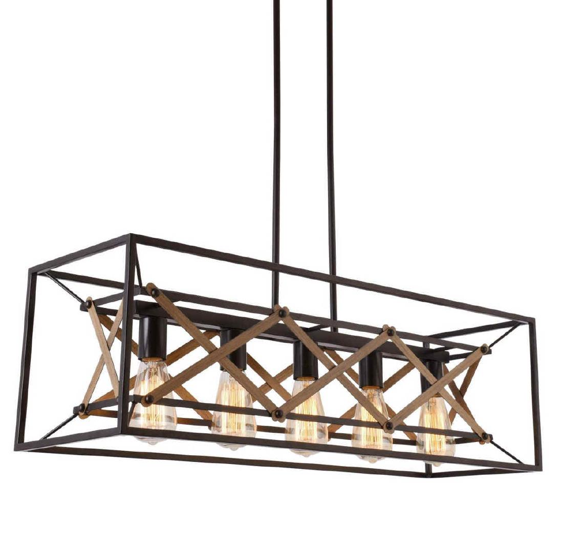 Alice House 31.5" Light fixture: Alice House 31.5" Island Lighting, 5 Light Kitchen Pendant Lighting, Dining Room Chandelier, Pool Table Light, Brown Finish