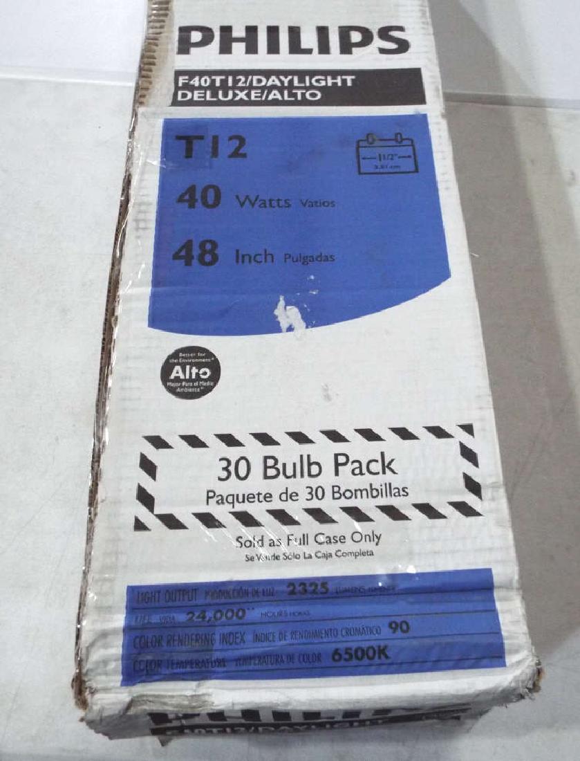 29 - Philips Brand 48" Florescent Tube Lights.: 48", 40 Watt Tube Lights, up to 24,000 hours per bulb. Box may have been opened to insure contents, check for damage, powers on, missing parts, etc...