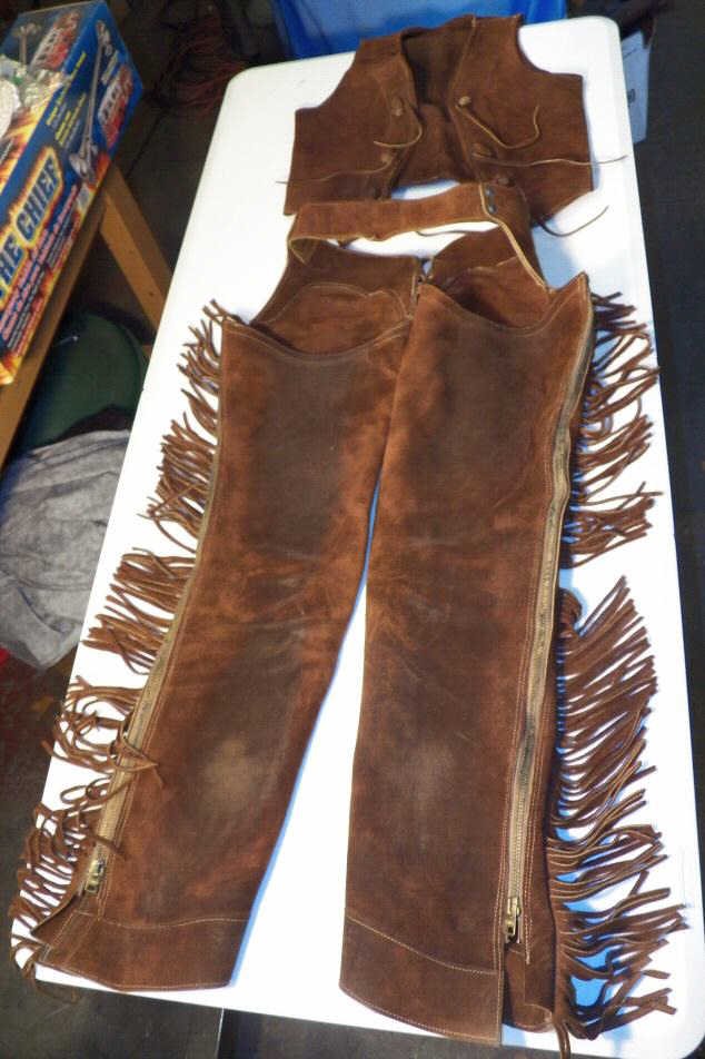 Leather Shotgun & Vest: Matching Vest and Chaps with Fringe