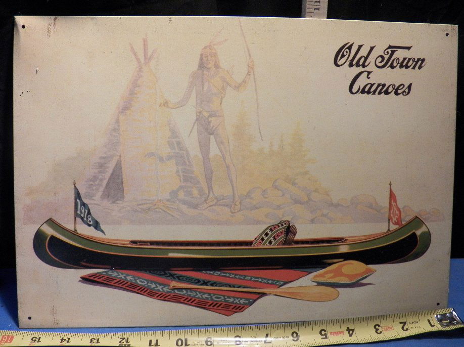Old Town Canoes Tin Sign: Approx size 16" x 11"