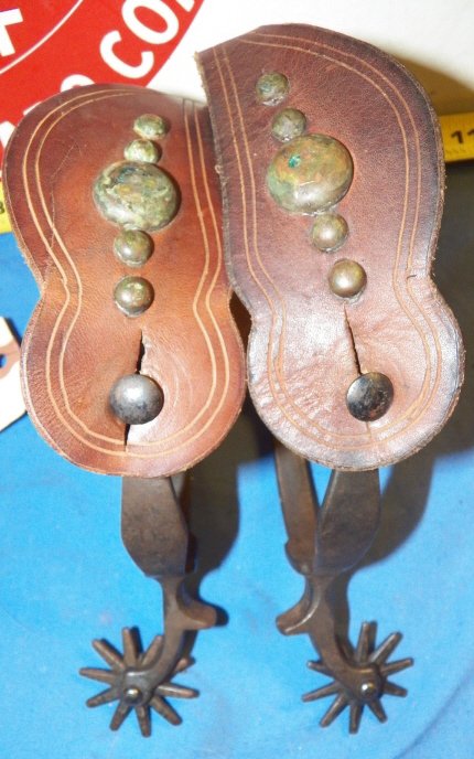 Buermann Drop Shank Spurs: Buermann 1880'w Drop Shank Spurs with nice pair of Leather Straps