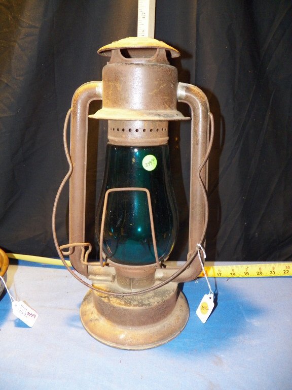 Rayo-Cold Blast Green/Blue Globe (1907): Rayo Railroad Lantern circa 1907 Blue Globe very rare in great condition