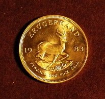 1983 South African Krugerrand: Authentic 1 oz fine Gold South African Krugerrand 1883 near mint