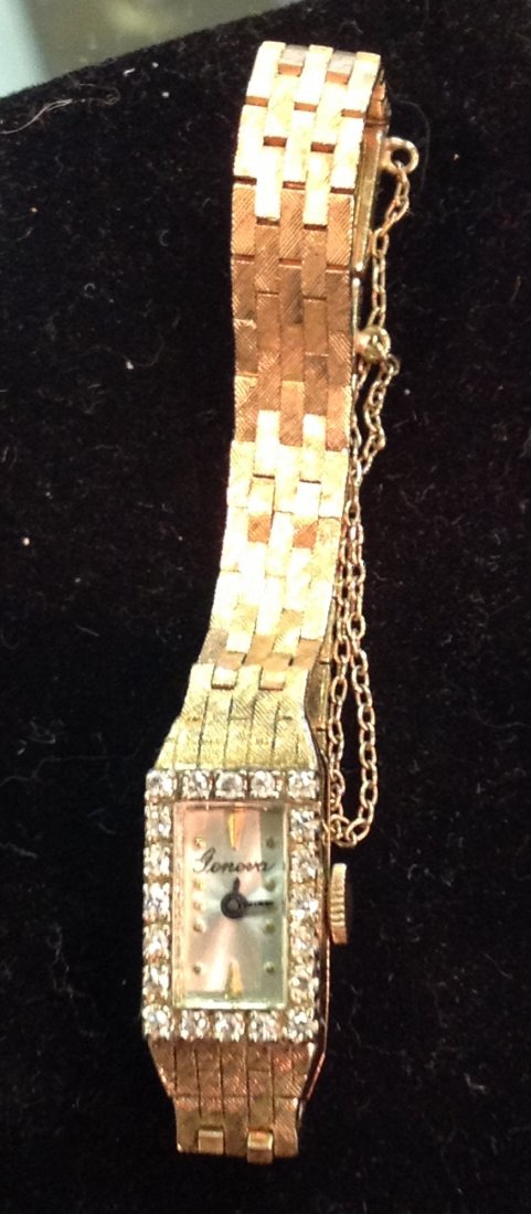 Geneva Ladies 14k Gold Watch with Diamonds, 21.2g: Geneva ladies 14k gold watch with diamonds. Excellent working condition.