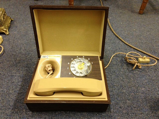 Decorative Box Rotary Phone w/ Alabaster: Decorative Box Rotary Phone with Alabaster Dog Hunting Scene