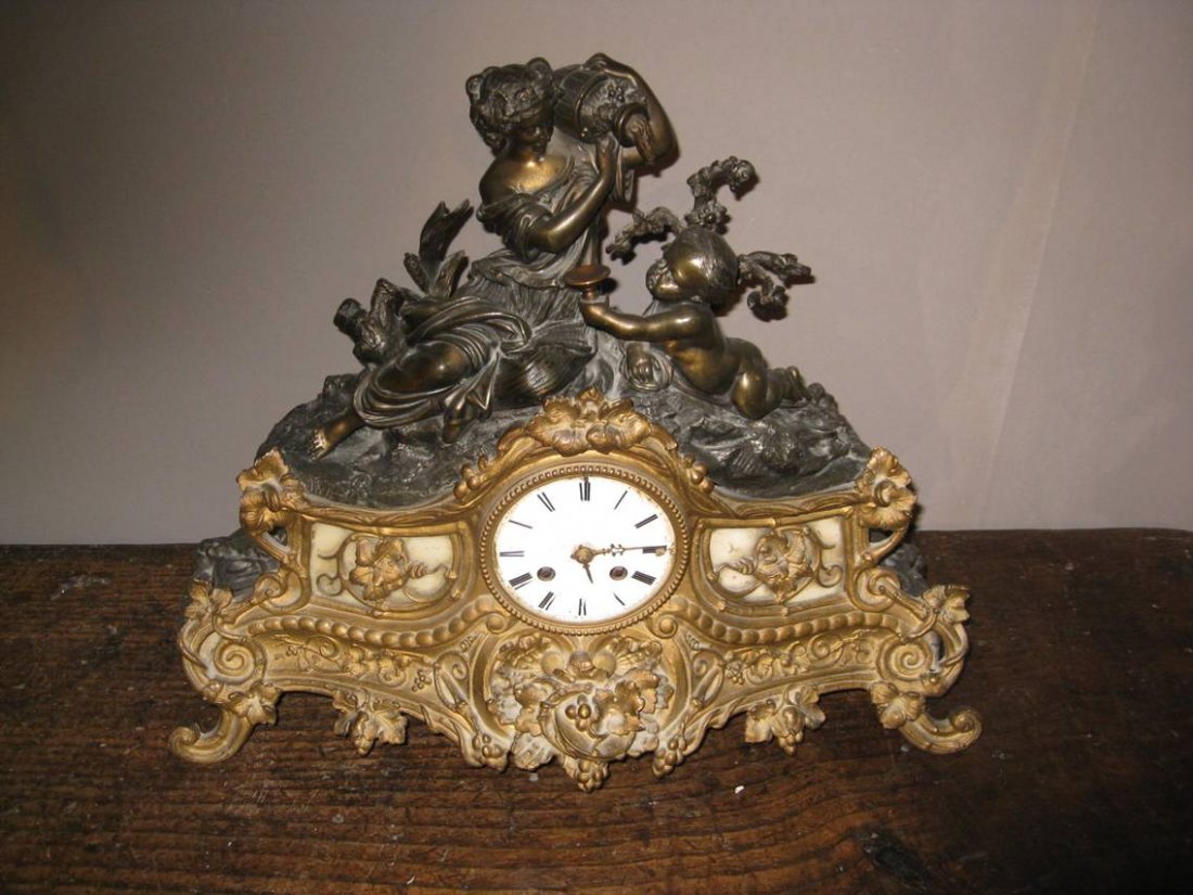 371: French Figural Clock: French Figural Clock 18 x 7 x 14 French 1880