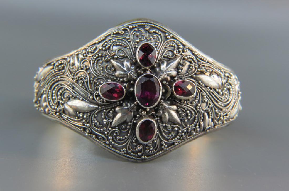 Garnet & Sterling Bracelet, (1 of 3)