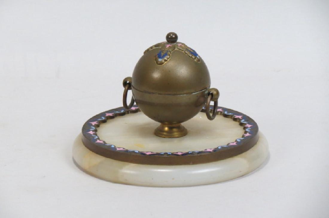 French Champleve Bronze Inkwell, (1 of 3)