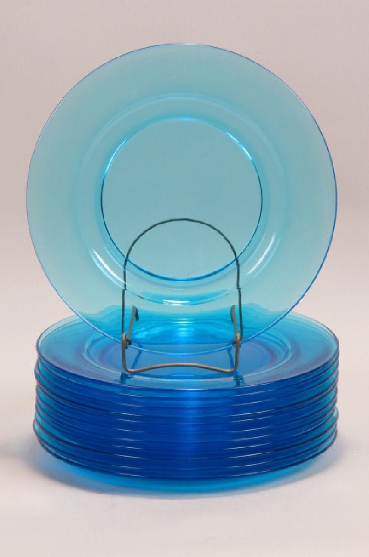 12 Elegant Blue Crystal Dinner Plates, (1 of 2)